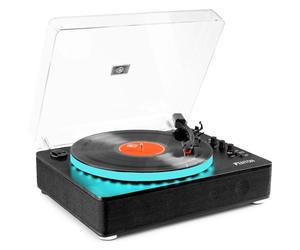 Fenton RP162LED Tocadiscos con luz LED, moderno tocadiscos Bluetooth con altavoz, giradiscos, reproductor vinilos con illuminación LED, entrada y salida Bluetooth, AUX, reproducción y codificación USB