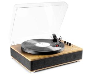 Fenton RP162LW Reproductor de Discos de Vinilo con Altavoces Integrados, cápsula cerámica, Receptor y transmisor Bluetooth, convertidor MP3 a USB, Tocadiscos LP de 3 velocidades, Color Madera Clara