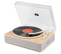 Fenton RP162S - Tocadiscos de Vinilo con Altavoces Integrados, Bluetooth bidireccional, grabación USB MP3, giradiscos con 3 velocidades de reproducción y diseño en Madera Elegante - Color Beige