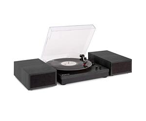 Fenton RP165B - Tocadiscos con Bluetooth Acabado Gris Oscuro 3 velocidades | Bluetooth incorporado, 3 velocidades, altavoces integrados, sonido estéreo, para digitalizar tu colección de discos