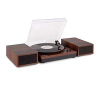 Fenton RP165D - Tocadiscos con Bluetooth Acabado marrón Oscuro estéreo | Bluetooth incorporado, 3 velocidades, altavoces integrados, correa de transmisión, óptimo, para escuchar música en casa