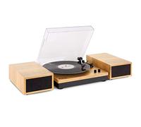 Fenton RP165L - Tocadiscos con Bluetooth Acabado marrón Claro 3 velocidades | Bluetooth incorporado, 3 velocidades, altavoces integrados, correa de transmisión, perfecto para coleccionistas de vinilos