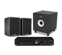 Fenton Sistema de Sonido 2.1 - 200W, Bluetooth, Spotify, FM/Dab+, CD, USB, RCA, Subwoofer 8”, Entrada Toslink para TV, Control Remoto, Radio por Internet, Incluye Cables, App UNDOK