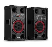 Fenton SPK108 - Altavoces Activos PA 8 Pulgadas con Amplificador Integrado, Bluetooth, MP3, USB, SD, Doble Entrada de Micro con Eco Ajustable Sonido Potente para Fiestas Karaoke