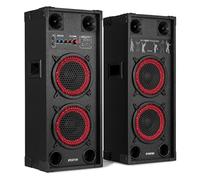 Fenton SPK208 - Altavoces Activos PA Doble woofer 8 Pulgadas con Amplificador Integrado, Bluetooth, MP3, USB, SD, Dos entradas de Micro Eco Ajustable, Ideal para Fiestas, Karaoke y Eventos.