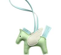 FENXIXIONE 2025 Lindo Encanto del bolso de las mujeres, Hecho a mano Caballo Mosca Llaveros de cuero, Monedero Charms, Accesorios de coche (Verde oscuro)