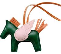 FENXIXIONE 2025 Lindo Encanto del bolso de las mujeres, Hecho a mano Caballo Mosca Llaveros de cuero, Monedero Charms, Accesorios de coche (Verde Rosa)
