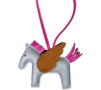 FENXIXIONE 2025 Lindo Encanto del bolso de las mujeres, Hecho a mano Caballo Mosca Llaveros de cuero, Monedero Charms, Accesorios de coche (Gris)