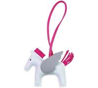 FENXIXIONE 2025 Lindo Encanto del bolso de las mujeres, Hecho a mano Caballo Mosca Llaveros de cuero, Monedero Charms, Accesorios de coche (Gris Blanco)