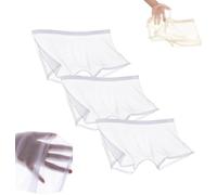 FENXIXIONE 3PCS Hombres Seda De Hielo Sexy Boxer Corto Transpirable Transparencia Calzoncillos Sin Costuras Ultrafinos Transparente Ropa Interior Hueca Para Hombre (3XL,Blanco)