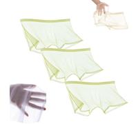 FENXIXIONE 3PCS Hombres Seda De Hielo Sexy Boxer Corto Transpirable Transparencia Calzoncillos Sin Costuras Ultrafinos Transparente Ropa Interior Hueca Para Hombre (XL,Verde)