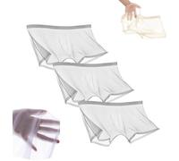 FENXIXIONE 3PCS Hombres Seda De Hielo Sexy Boxer Corto Transpirable Transparencia Calzoncillos Sin Costuras Ultrafinos Transparente Ropa Interior Hueca Para Hombre (L,Gris)