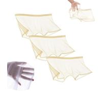 FENXIXIONE 3PCS Hombres Seda De Hielo Sexy Boxer Corto Transpirable Transparencia Calzoncillos Sin Costuras Ultrafinos Transparente Ropa Interior Hueca Para Hombre (M,Piel)