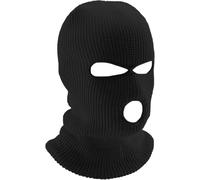 FENXIXIONE Agujero De Punto Cara Completa Pasamontañas Máscara, 3 Agujero Hombre Y Mujer Cuello De Invierno Mascara Caliente, Cubierta Completa Máscara De Esquí (Talla única,Negro)