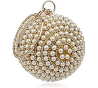 FENXIXIONE Bolso De Noche Elegante Vintage Bolso De Noche Perla Artificial Bolsos De Mano (Dorado)