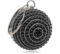 FENXIXIONE Bolso De Noche Elegante Vintage Bolso De Noche Perla Artificial Bolsos De Mano (Negro)