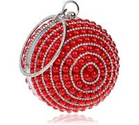FENXIXIONE Bolso De Noche Elegante Vintage Bolso De Noche Perla Artificial Bolsos De Mano (Rojo)