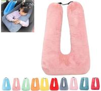 FENXIXIONE De Viaje Almohada de Coche para niños Cabeza y Cuerpo Soporte En Forma de U Almohada para Viajes Viaje Almohada Coche Almohada de Viaje Adecuado para Adultos Niños (Rosa Claro)