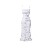 FENXIXIONE Mujer Malla sexy Vestido Midi Floral Ruched Correa de espagueti ajustable Vestido Bodycon Fishtail Cami Vestidos (M,Violeta)