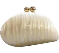 FENXIXIONE Mujeres Conchas De Mar Bolsos De Mano - Acrílico De Noche Bolso De Mano con Cadena, Baratija Vintage para Cocktail Fiesta Boda (Blanco Lácteo)