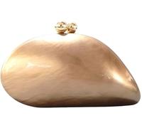 FENXIXIONE Mujeres Conchas De Mar Bolsos De Mano - Acrílico De Noche Bolso De Mano con Cadena, Baratija Vintage para Cocktail Fiesta Boda (Bronce)