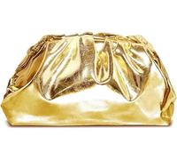 FENXIXIONE Mujeres Suave Nube plisada Bolso de embrague Bolso Slouchy Bolso de hombro con cadena Bolso de noche para Boda Fiesta Prom (Oro)