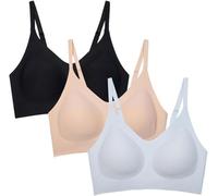 FENXIXIONE Sujetador Sin Aros Para Mujer Sujetador Elástico Con Almohadillas Cosidas Costuras Para Mujer Sujetadores De Tallas Grandes Costuras Sujetadores De Pacto Sujetadores De Diario (L,3P-BSB)