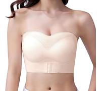 FENXIXIONE Sujetadores Sin Tirantes Para Mujer, Sujetador Bandeau Convertible Antideslizante, Sujetador Bandeau Push Up Mujer (XXL,Piel)