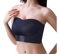 FENXIXIONE Sujetadores Sin Tirantes Para Mujer, Sujetador Bandeau Convertible Antideslizante, Sujetador Bandeau Push Up Mujer (L,Negro)