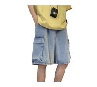 FENXIXIONE Y2k Baggy Jorts Hombres Baggy Pantalones Cortos Vaqueros Relaxed Fit Cargo Shorts Hip Hop Demin Shorts Vintage Streetwear Jeans (XXL,Azul claro)