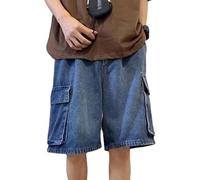 FENXIXIONE Y2k Baggy Jorts Hombres Baggy Pantalones Cortos Vaqueros Relaxed Fit Cargo Shorts Hip Hop Demin Shorts Vintage Streetwear Jeans (XL,Azul Oscuro)