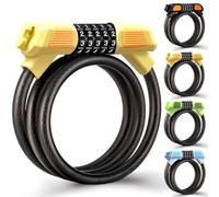 Fenxyo Candado de Bicicleta, Candado de Cable de Alta Seguridad para Bicicleta 120cm/12mm, cadenas de combinación impermeables ajustables de 5 dígitos para bicicleta, moto, puerta, Amarillo
