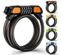 Fenxyo Candado de Bicicleta, Candado de Cable de Alta Seguridad para Bicicleta 120cm/12mm, cadenas de combinación impermeables ajustables de 5 dígitos para bicicleta, moto, puerta, Negro
