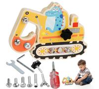 FENYW Montessori Juguete a partir de 3, 4 y 5 años, tabla de madera Montessori, tabla de madera para niños, juguete de excavadora, tabla de roscar para niños, juguete educativo, regalos para niños y