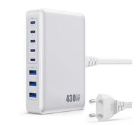 Feob 430W Cargador USB Multiple, 8 Ports 100W PD GAN IV Cargador Carga Rápida QC PPS,Enchufes USB C Alimentador Multiple Tipo c Compatible con MacBook Air/Pro, iPhone, iPad Pro, Samsung Galaxy