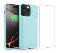 Feob Funda Batería para iPhone 16 Pro MAX, 8600mAh 15W Funda Cargador Portatil Carcasa Batería Recargable con Protector de Pantalla de Vidrio Templado para iPhone 16 Pro MAX [6,9 Pulgadas] (Verde)