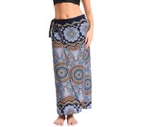 FEOYA 2025 Ropa Boho Mujer Falda Cruzada Vestido Falda de Verano con Ranura Vestido Hippie Largo, Impresión azul, Talla única