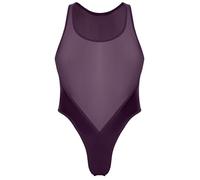 FEOYA Body transparente para hombre brillante Bodysuit sin mangas, Negro , Talla única