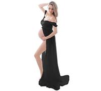 FEOYA - Vestidos Premamá Mujer para Fotografia Falda Larga Embarazada Frente Dividido para Atrezzo Fotografia Sesión de Fotos Verano Ropa de Embarazo Elegante para Regalos de Mamás - XL