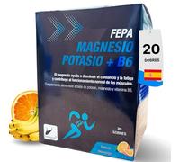 FEPA Magnesio + Potasio 20 Sobres con Vitamina B6 - Complemento Alimenticio - Apoyo Energía, Función Muscular y Nerviosa - Fepadiet