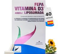 FEPA Vitamina D3 Liposomada 40 cápsulas - Complemento Alimenticio para Huesos, Músculos y Sistema Inmunitario - 1 Cápsula al Día - Fepadiet