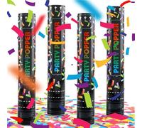 FePen Cañones Confeti Multicolor *4, Biodegradable para Decoración de Eventos, Fiestas, Celebraciones, Cumpleaños, Bodas (Vistoso)