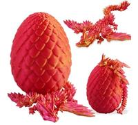 FePen Huevo de Dragon, Gedrucktes Drachenei mit Drachen im Inneren Dragon Egg 3D Gedrucktes Bewegliches Drachenei (Red Gold Wings)