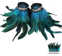 FePen Muñequera Plumas, 1 par Puños de Plumas de Halloween, Puños de Encaje de Plumas, Brazalete de Plumas de Halloween, Góticos Puños Plumas, para Fiestas de Halloween, Cosplay, Carnaval (azul)