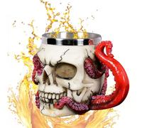 FePen Taza de Calavera de Halloween, Jarra de Cerveza, Cáliz Gótico 3D, Copa de Vino, Resina de Acero Inoxidable (Taza)