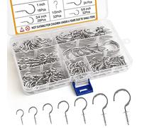 FEPITO 160 piezas deben colocar ganchos de techo ganchos de plata Multi-Tamaño niquelado metal con tornillo de techo Ganchos Ganchos Copa, 7 tamaños