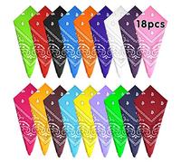 FEPITO 18 piezas Paisley Bandanas Pañuelos de vaquero surtidos Unisex Novedad Impresión Head Wrap Bufanda Pulsera para mujeres y hombres