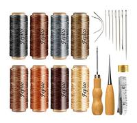 FEPITO 21pcs Hilo Encerado de Cuero 8 Color 264 Yardas 150D Cordón de Hilo de Coser Kit de Herramientas de Mano para DIY Craft de Costura