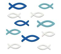 FEPITO 54 Unids Pescado De Madera Mesa de Boda Dispersión Decoración Artesanía Bebé Bautismo Comunión Sagrada Fiesta Favor Regalo Decoración Decoración de la Tarjeta