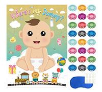 FEPITO Baby Shower Partido Juegos, Alfiler la Tonto en el Juego del Bebé con 24 Piezas de Pegatinas Chupete para Artículos de Fiesta para Bebé Ducha
